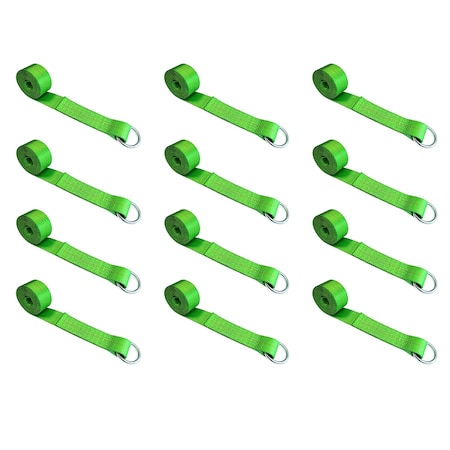 Tie 4 Safe 2" x 10' Lasso Strap w/ O Ring Auto Tie Down Wheel Lift Tow Truck Trailer, 12PK TWS21-510-W9-GR-C-12